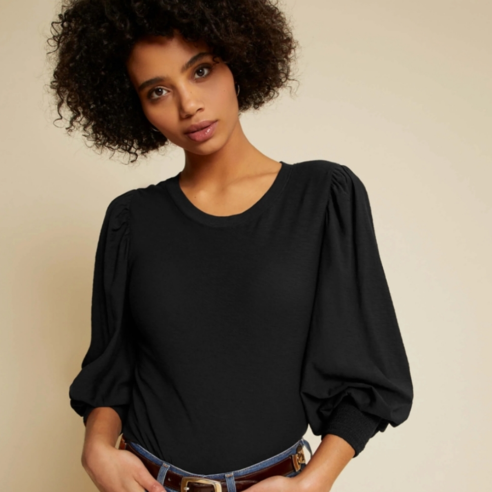Nation LTD Black Puff Sleeve Long Sleeve Tee